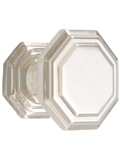 Dickinson Octagonal Knob - 1 3/8 inch Diameter in Polished Nickel.